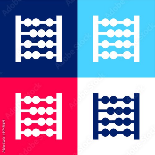 Abacus blue and red four color minimal icon set