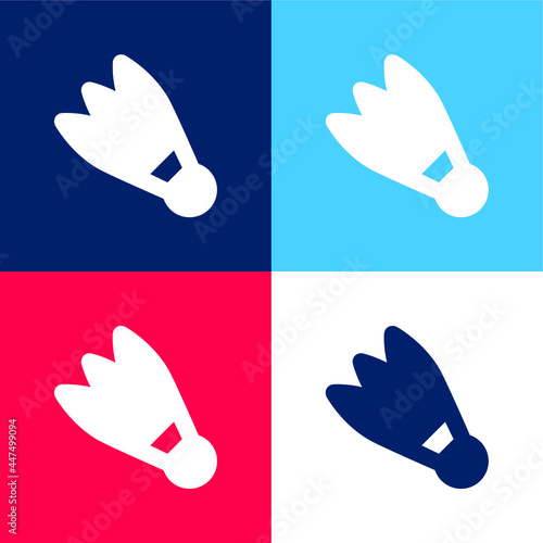 Badminton Cork blue and red four color minimal icon set