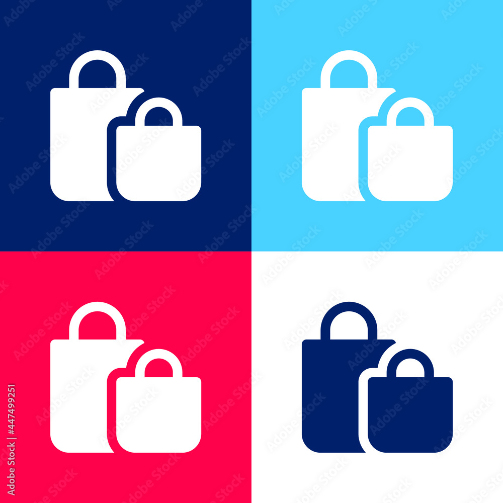 Bag blue and red four color minimal icon set Bag blue and red four color minimal icon set
