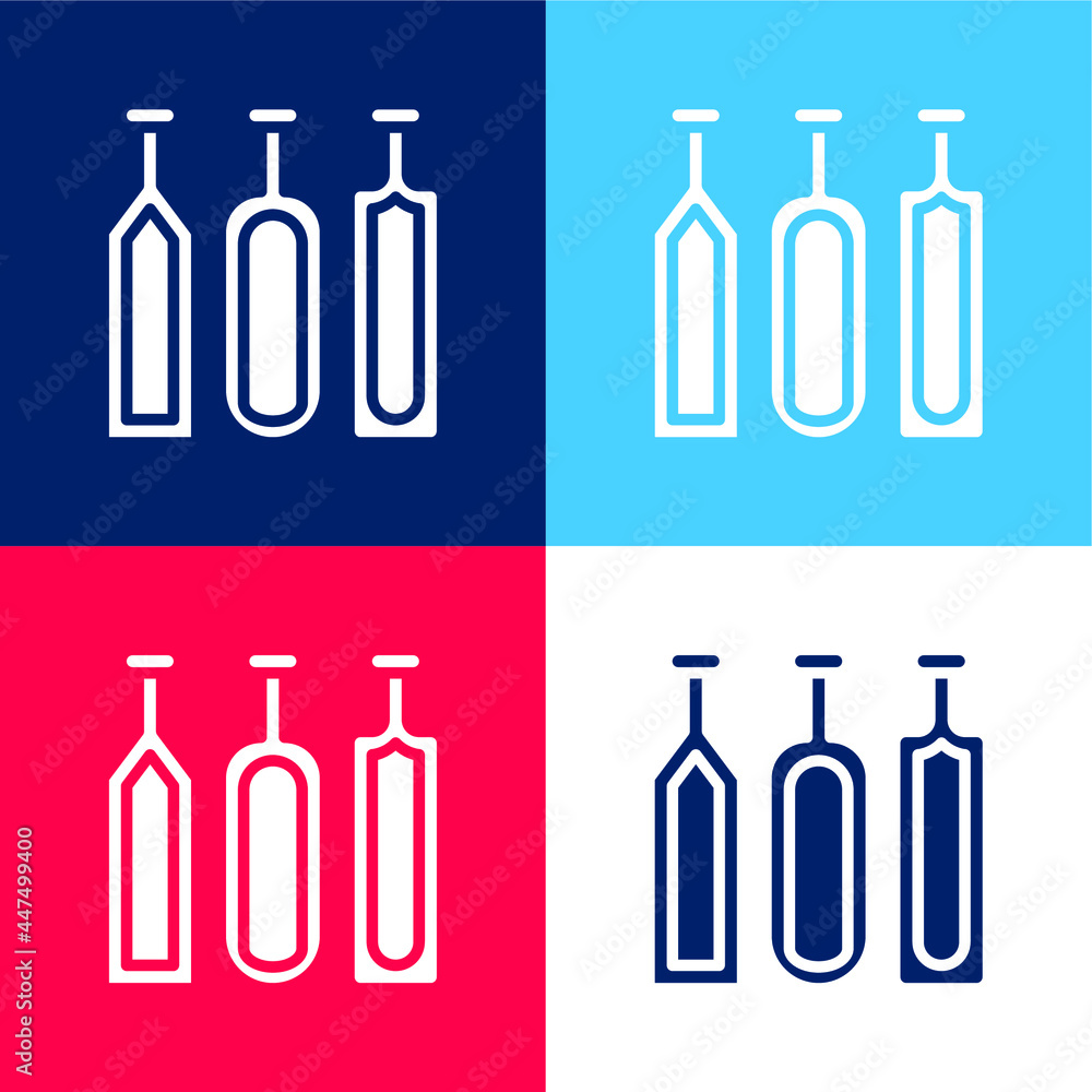 Alcohol blue and red four color minimal icon set Alcohol blue and red four color minimal icon set