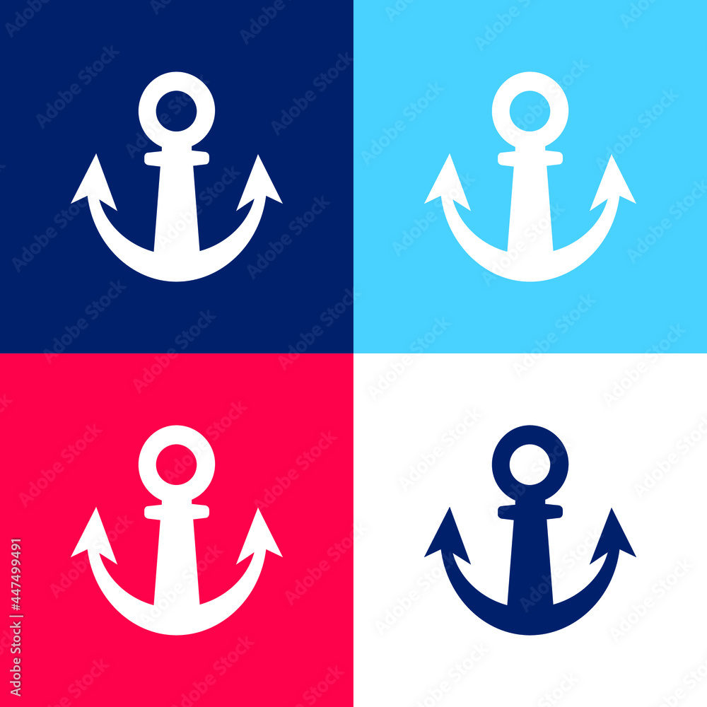 Anchor Programing Tool Symbol blue and red four color minimal icon set Anchor Programing Tool Symbol blue and red four color minimal icon set