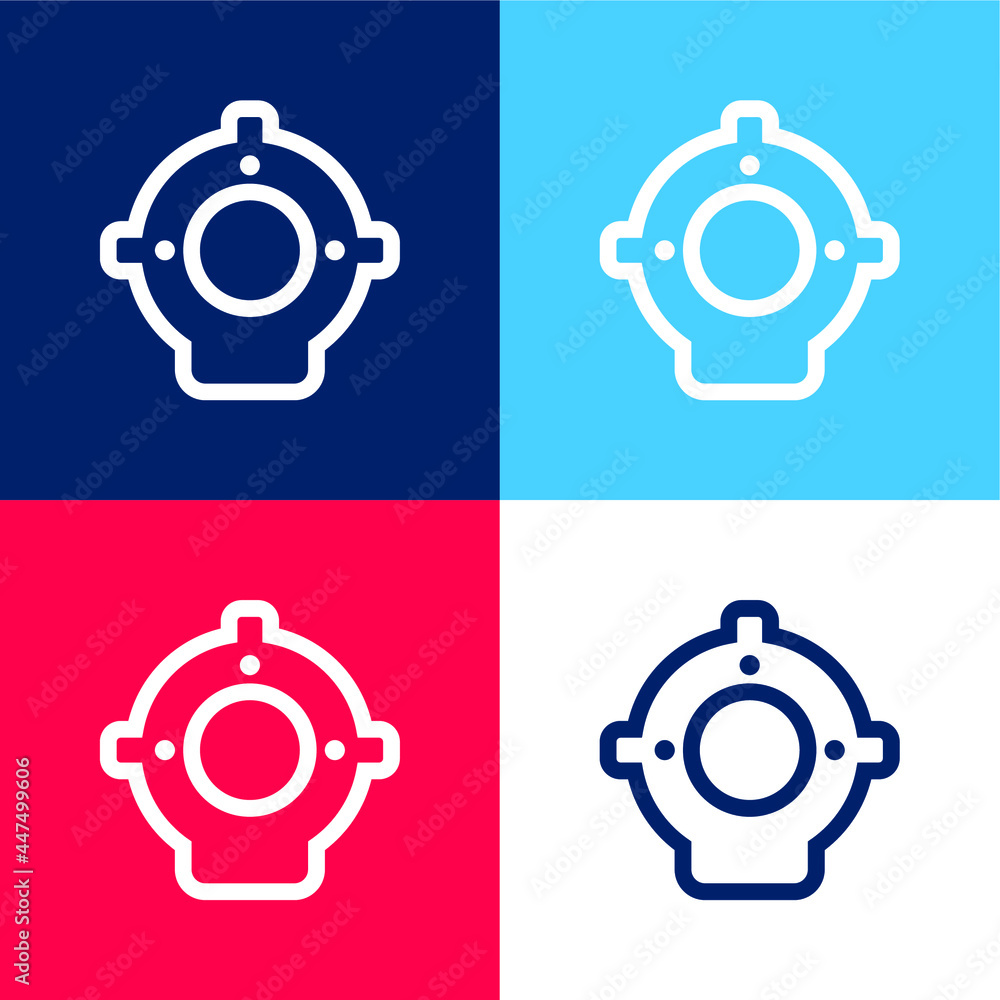 Aqualung blue and red four color minimal icon set Aqualung blue and red four color minimal icon set