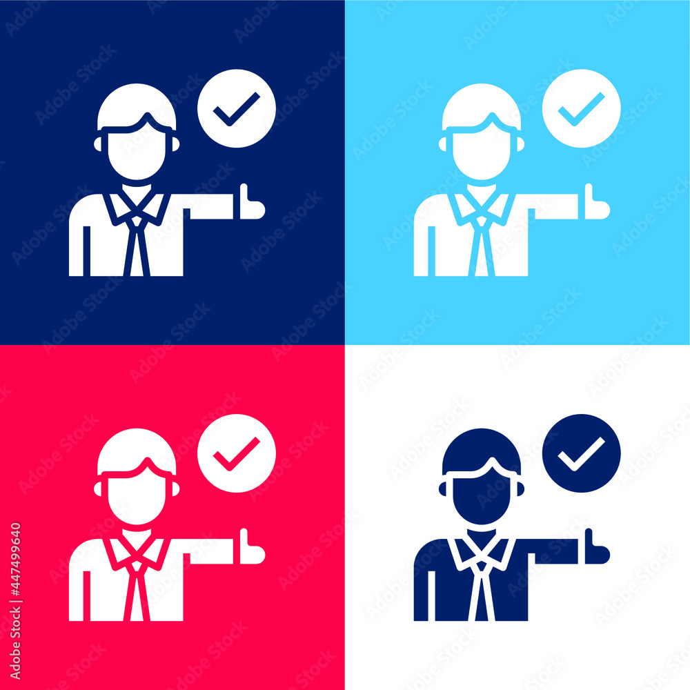 Approve blue and red four color minimal icon set Approve blue and red four color minimal icon set