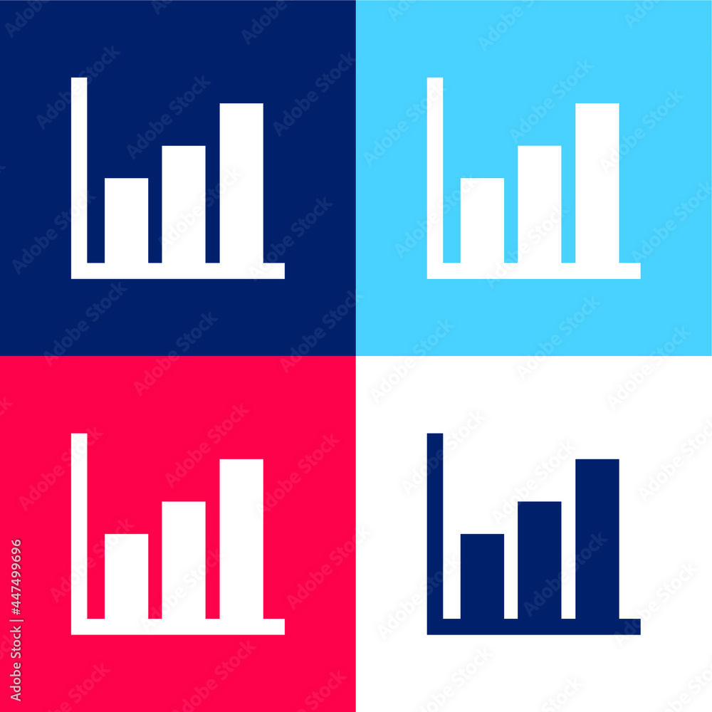 Bars Graphic blue and red four color minimal icon set