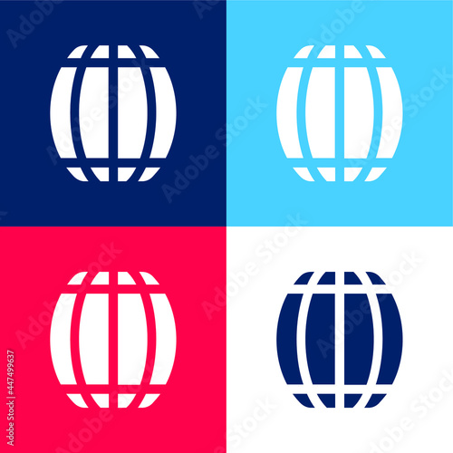 Barrel blue and red four color minimal icon set