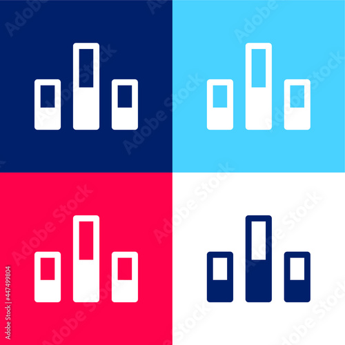 Bar Chart blue and red four color minimal icon set