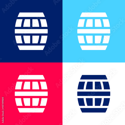 Barrel blue and red four color minimal icon set