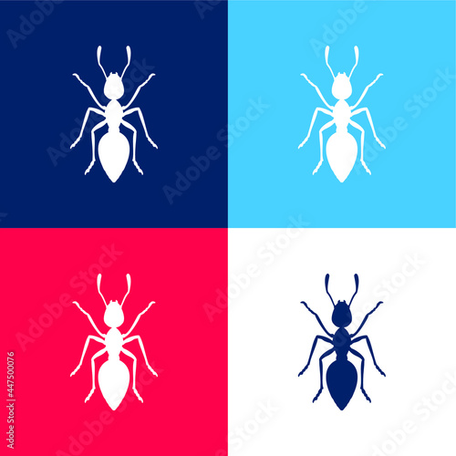 Ant blue and red four color minimal icon set