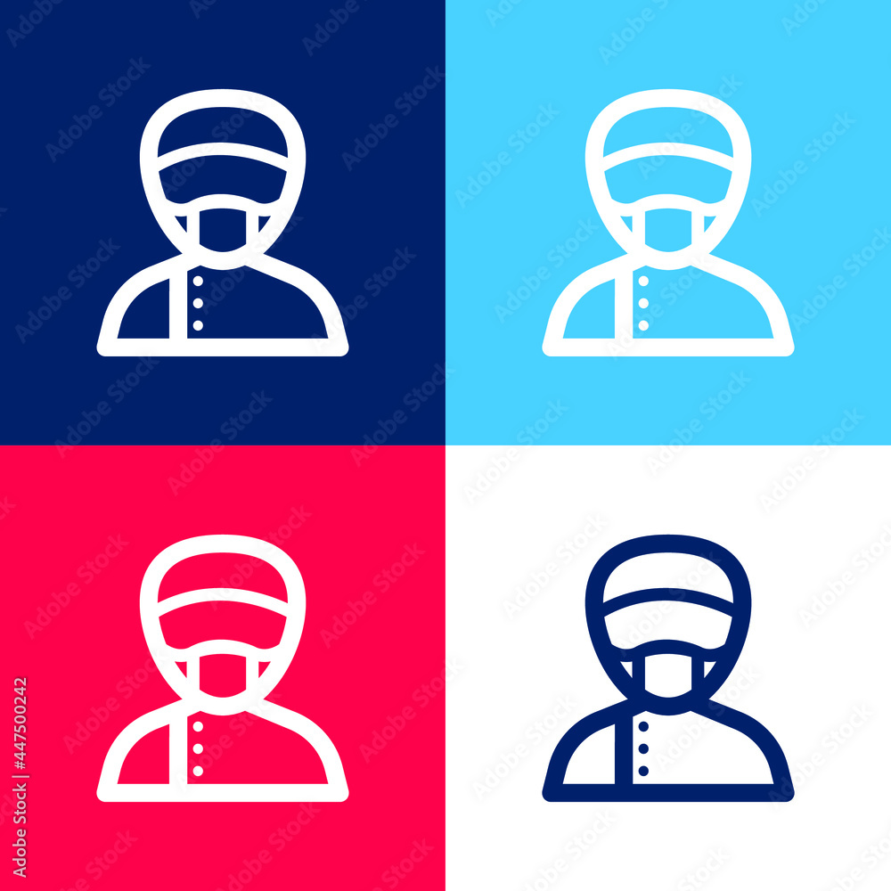 Assistant blue and red four color minimal icon set Assistant blue and red four color minimal icon set
