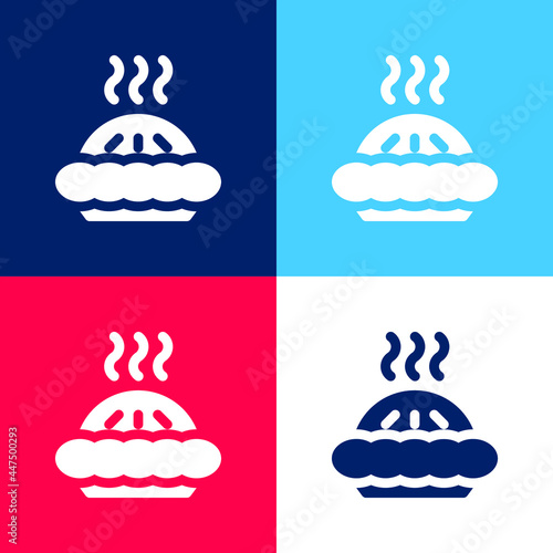 Bakery blue and red four color minimal icon set