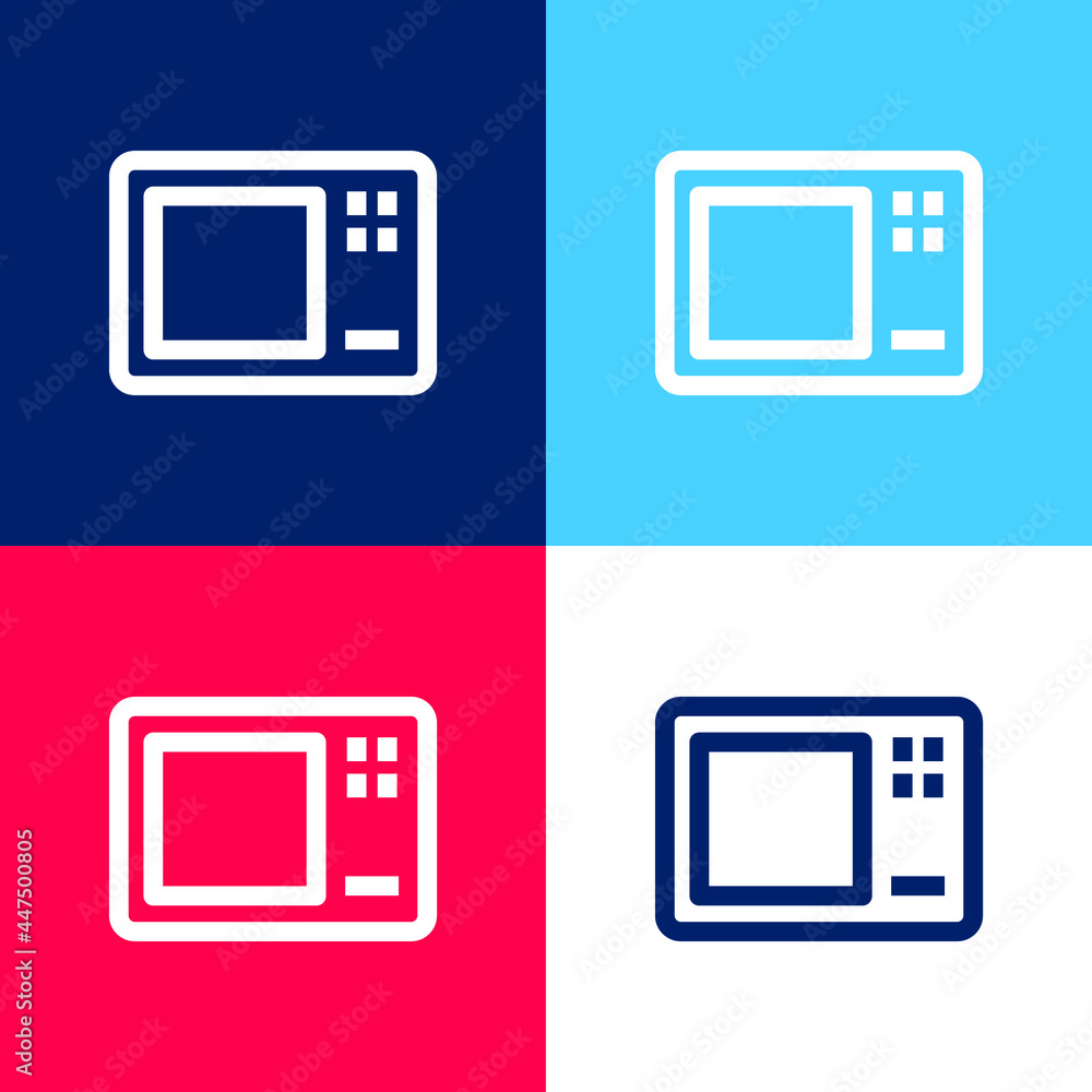 Big Microwave Oven blue and red four color minimal icon set