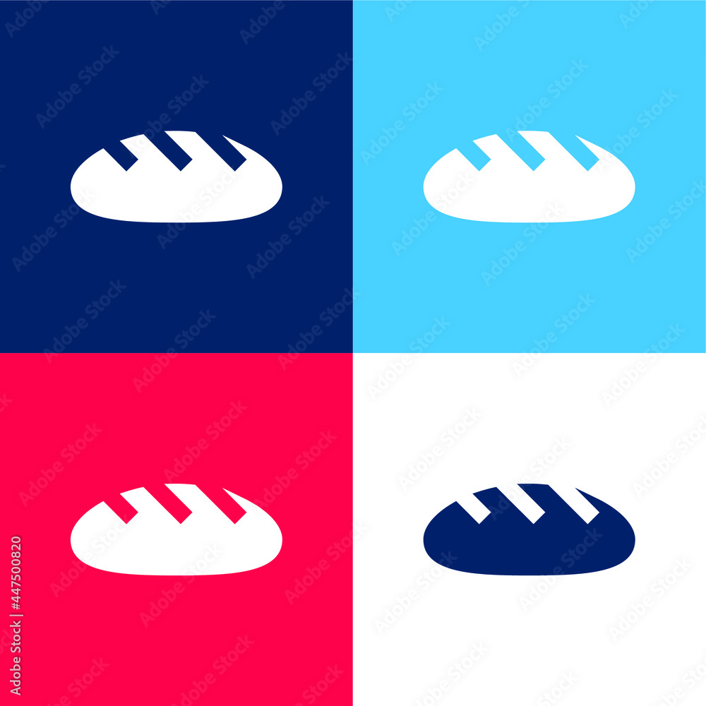 Bread blue and red four color minimal icon set Bread blue and red four color minimal icon set