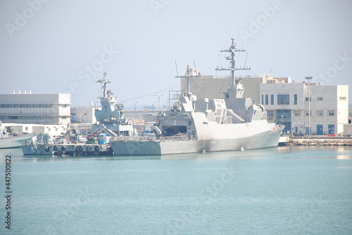 Israeli battle ships in harbor of Haifa. Two Sa'ar 5 class missile corvettes of the Israeli Navy