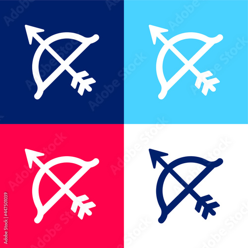 Bow And Arrow blue and red four color minimal icon set