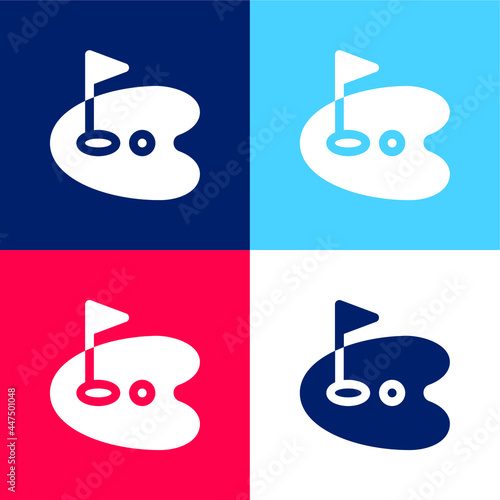 Birdie blue and red four color minimal icon set