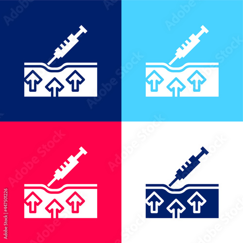 Botox blue and red four color minimal icon set