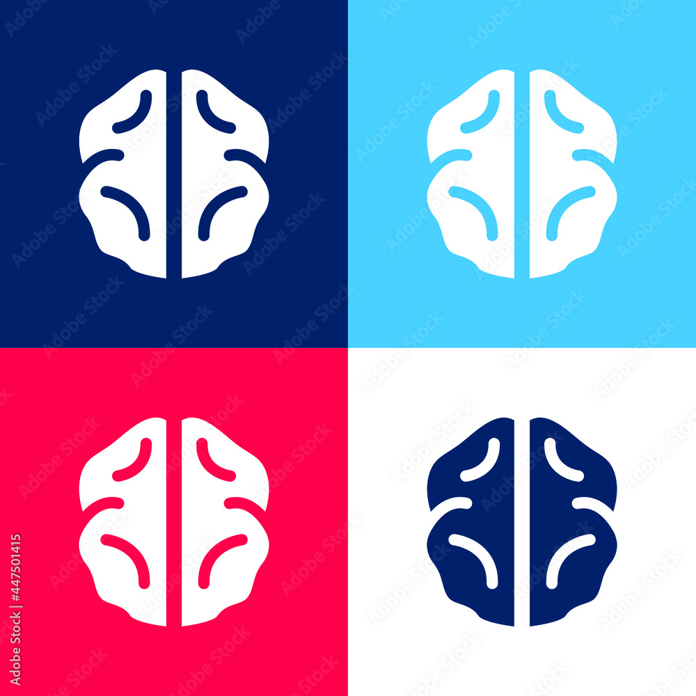 Brain blue and red four color minimal icon set Brain blue and red four color minimal icon set