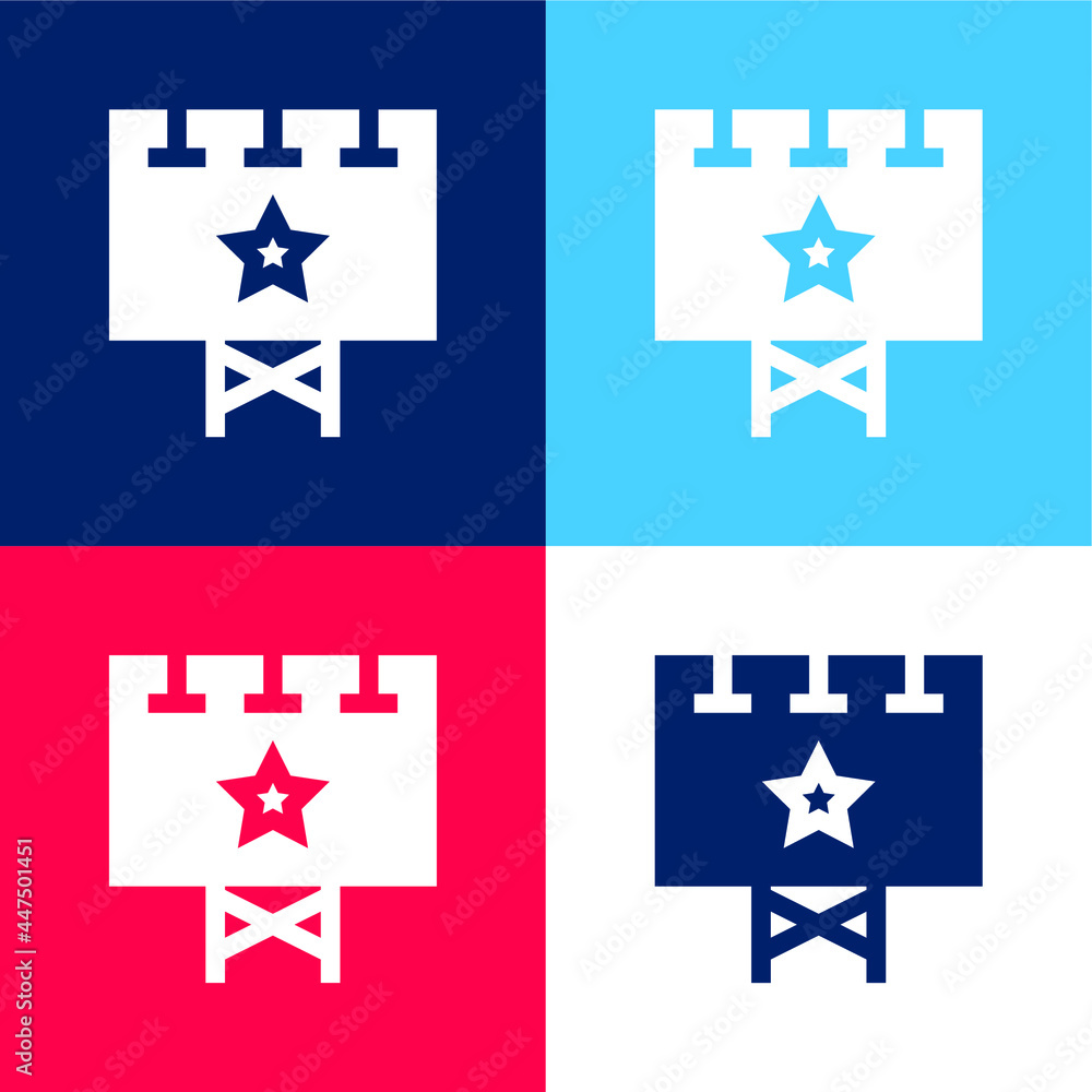 Billboard blue and red four color minimal icon set Billboard blue and red four color minimal icon set