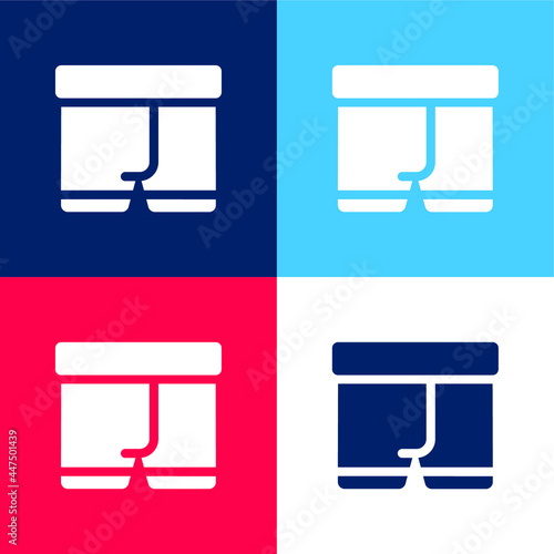 Boxers blue and red four color minimal icon set