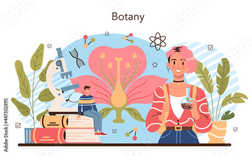Biology school subject concept. Students exploring nature and living