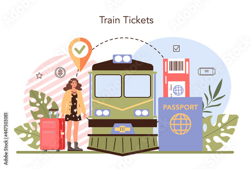 Trip booking concept. Buying a ticket for a train. Idea of travel and tourism.