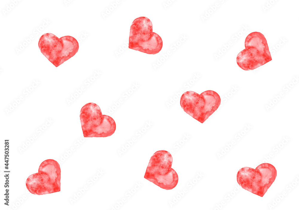 hearts shape in red on white paper background.