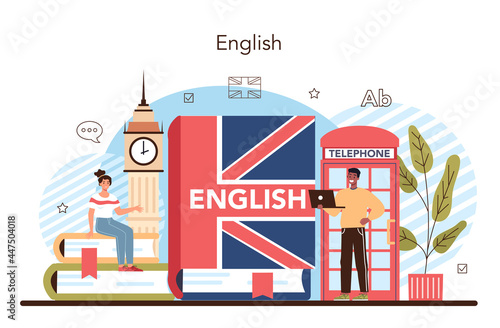 English class concept. Study foreign languages in school or university