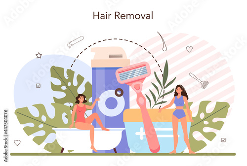 Depilation and epilation concept. Hair removal methods idea.