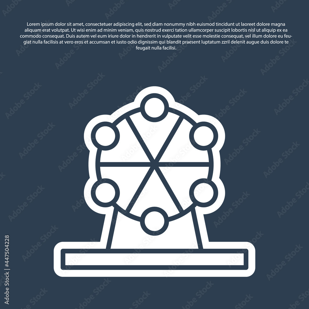 Blue line Ferris wheel icon isolated on blue background. Amusement park. Childrens entertainment playground, recreation park. Vector Blue line Ferris wheel icon isolated on blue background. Amusement park. Childrens entertainment playground, recreation park. Vector