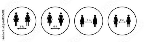 Social distancing icon set. social distance icon. self quarantine sign