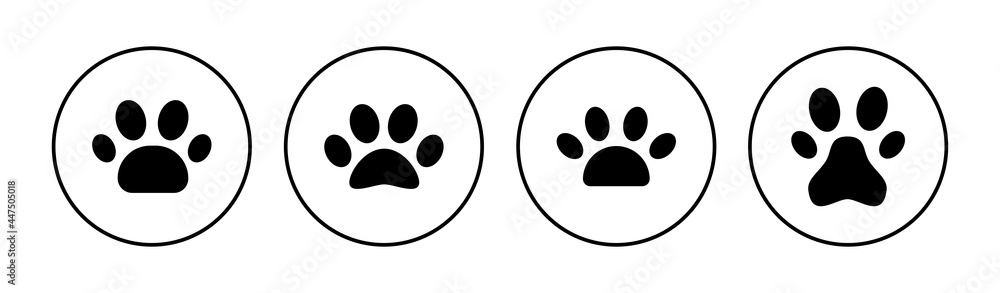 Paw icon set. paw print icon vector. dog or cat paw Paw icon set. paw print icon vector. dog or cat paw