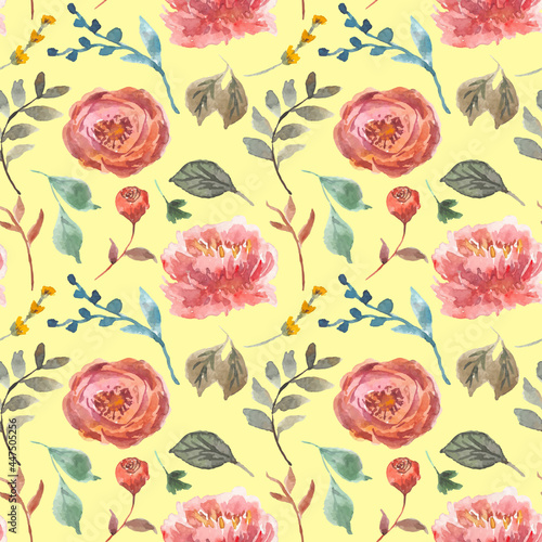 vintage autumn floral watercolor samples pattern
