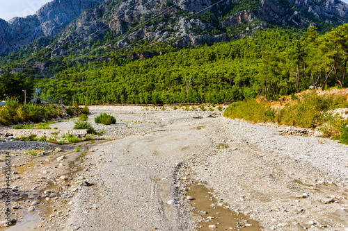 Dry riverbed in a Kemer town. Antalya province, Turkey photo