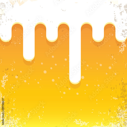 vector beer background with white foam and bubbles. light beer poster design template