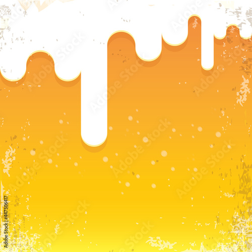 vector beer background with white foam and bubbles. light beer poster design template