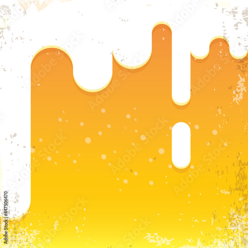 vector beer background with white foam and bubbles. light beer poster design template