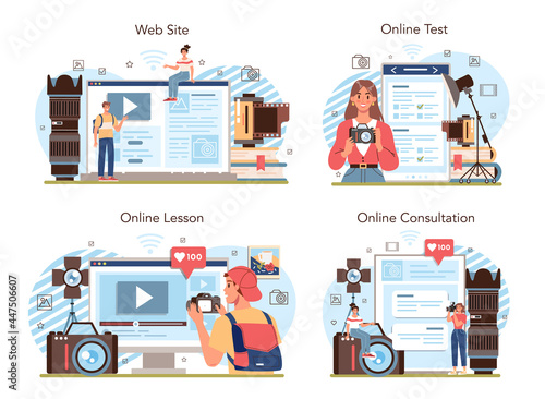 Photography school club or course online service or platform set