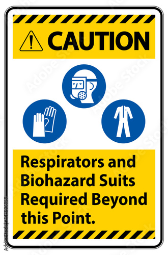 Warning PPE Sign Respirators And Biohazard Suits Required Beyond This Point