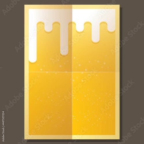 vector beer a4 poster background with white foam and bubbles. light beer poster design template