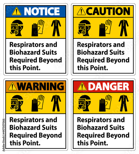 Warning PPE Sign Respirators And Biohazard Suits Required Beyond This Point