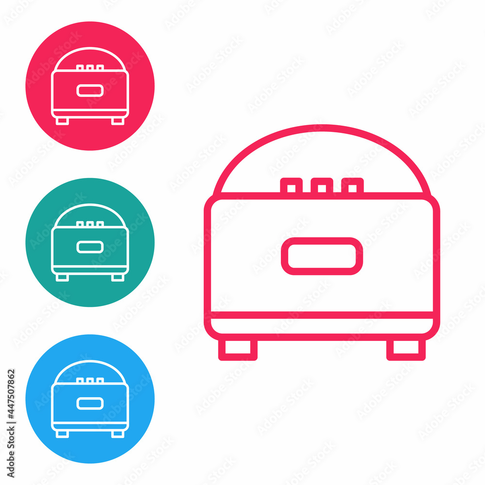 Red line Stereo speaker icon isolated on white background. Sound system speakers. Music icon. Musical column speaker bass equipment. Set icons in circle buttons. Vector Red line Stereo speaker icon isolated on white background. Sound system speakers. Music icon. Musical column speaker bass equipment. Set icons in circle buttons. Vector