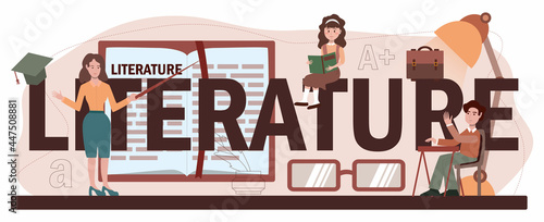 Literature school subject typographic header. Study ancient writer