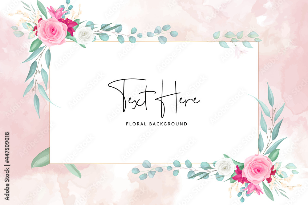 Floral background with hand drawn beautiful flower frame