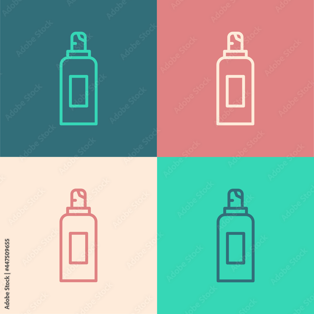 Pop art line Paint spray can icon isolated on color background. Vector Pop art line Paint spray can icon isolated on color background. Vector
