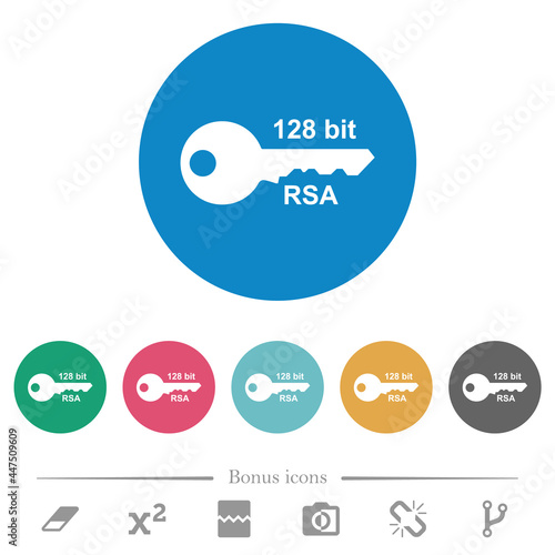 128 bit rsa encryption flat round icons