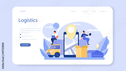 Logistic and delivery service web banner or landing page.
