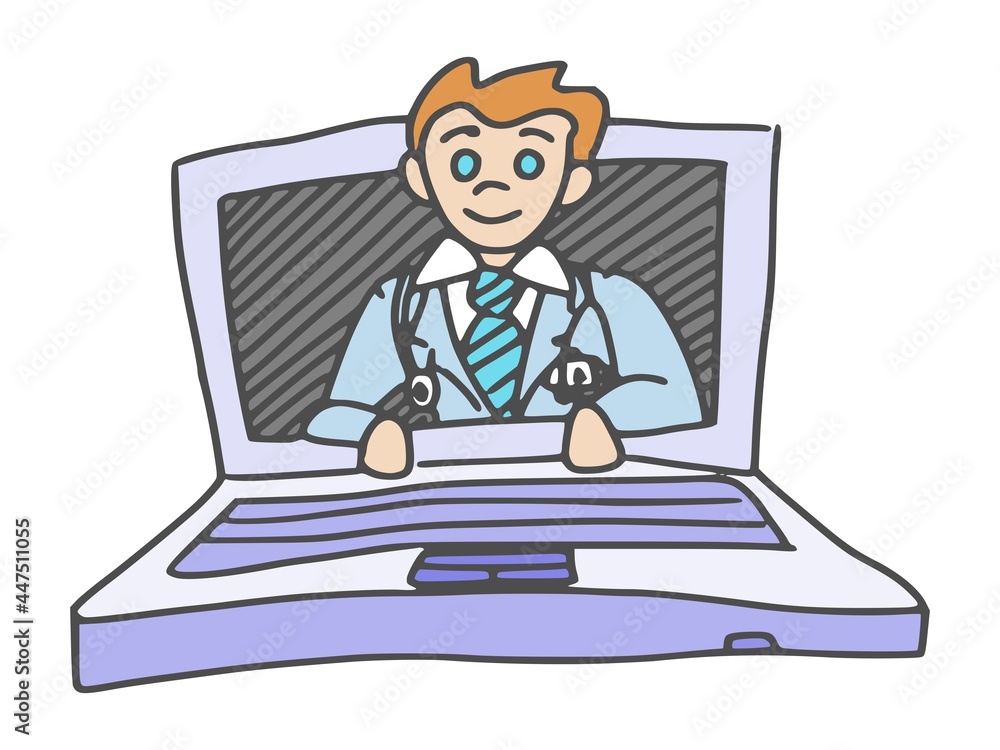 doctor online communication via internet laptop