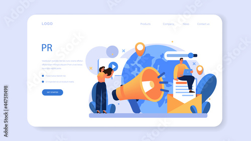 Positive public relations web banner or landing page. Successful brand