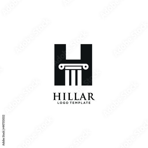 Letter H and pillar icon. Law Firm and Attorney Logo Design. Vector Illustration.