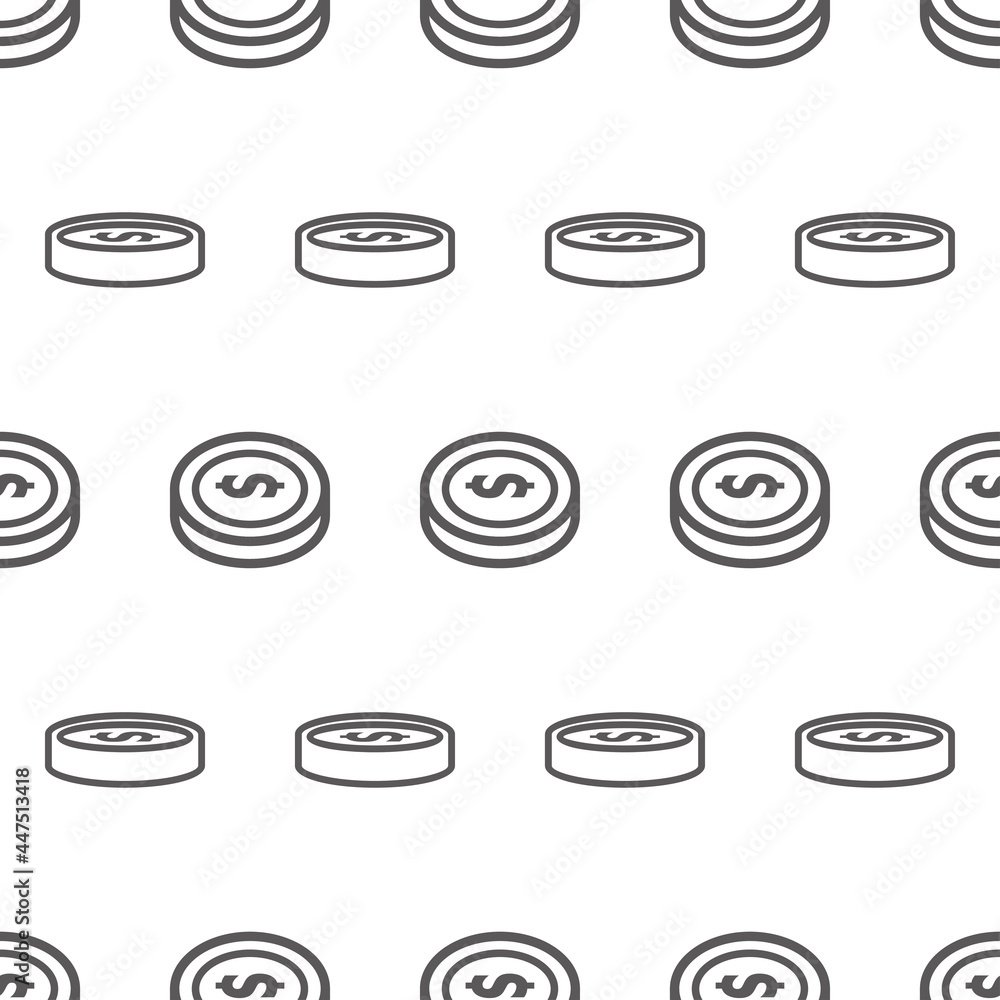 Simple seamless pattern of money coin no color style illustration background template vector Simple seamless pattern of money coin no color style illustration background template vector